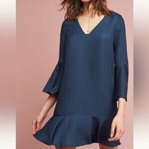 NWT Anthropologie Maeve Blue Galway Fluttered Dress.